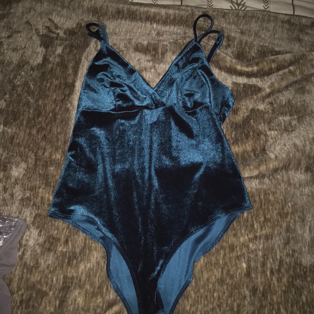 Forever 21 blue suede body suit